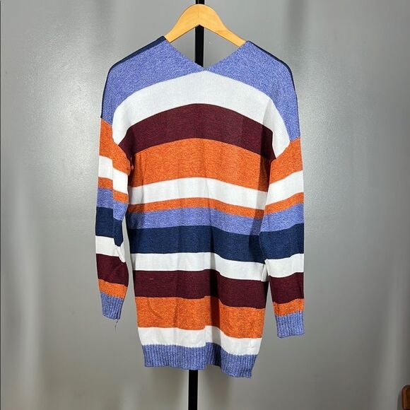 Ecowish Open front Striped Multicolor Cardigan - Picture 2 of 4